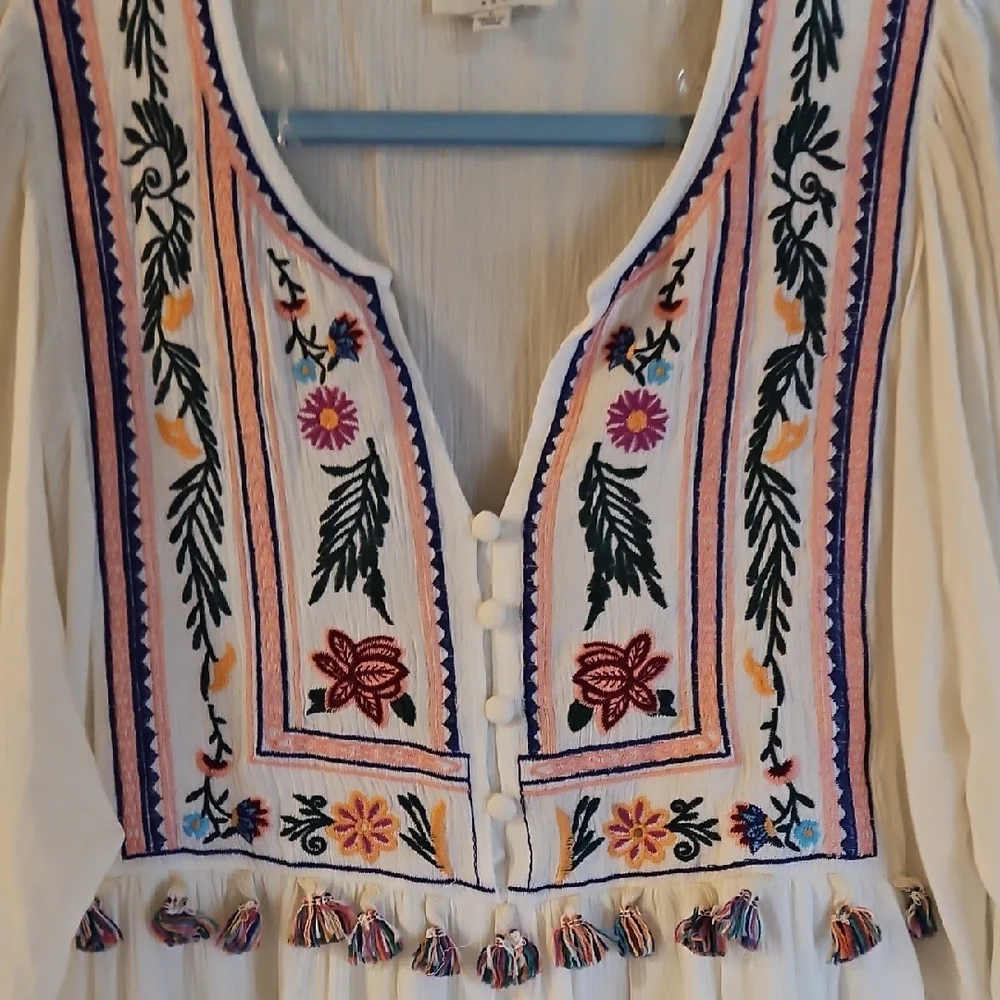 Umgee (Vintage) Cream Embroidered Dress L - Picture 3 of 5